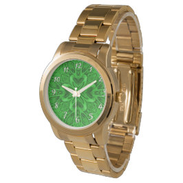 Celtic Klöver Vintage Grönt Fractal Kaleidoscope Armbandsur