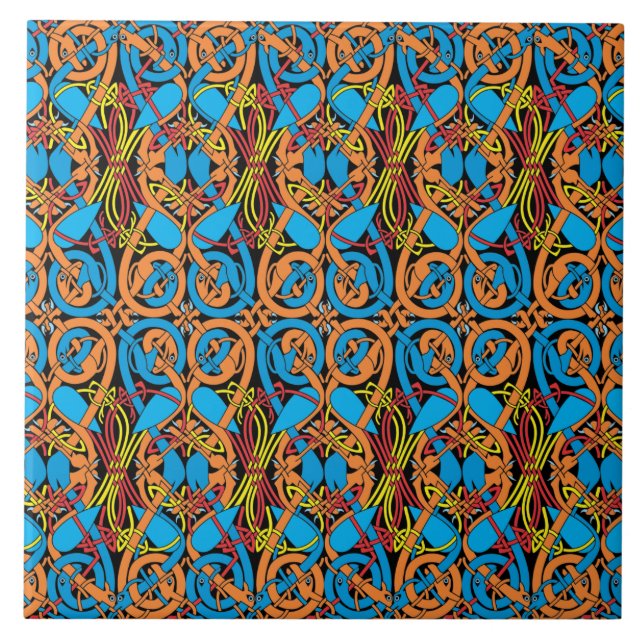 Celtic Knot Animals Lindisfarne Mönster Kakelplatta (Framsidan)