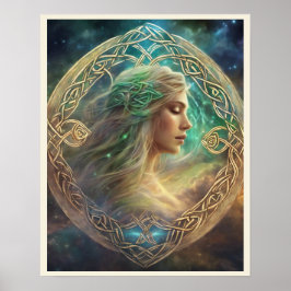 Celtic Knot Blond Hair Fanciful Porträtt Woman Poster
