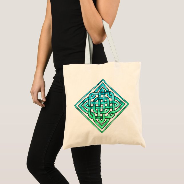 Celtic Knot - Blue Grönt Tote Bag Tygkasse (Framsida (produkt))