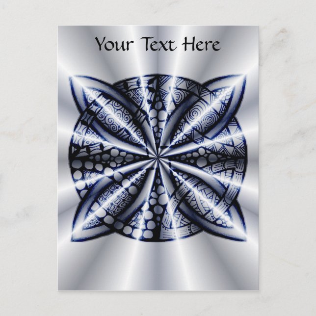 Celtic Knot Blue Tangled Doodle Design Vykort (Framsida)