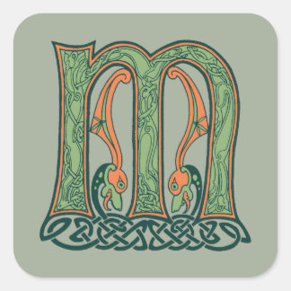 Celtic Knot Brev M, Irish Design Fyrkantigt Klistermärke