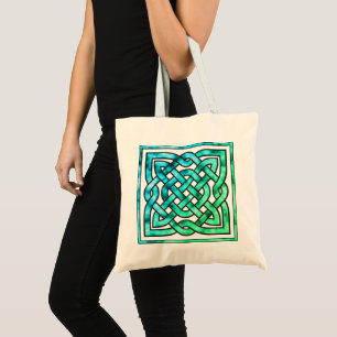 Celtic Knot - Budgetsumma för kvadratblå Grönt Tygkasse