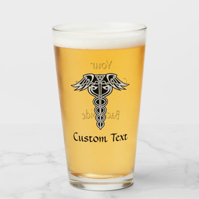 Celtic Knot Caduceus Glaskopp (Framsida fylld)