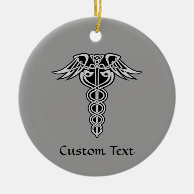 Celtic Knot Caduceus Julgransprydnad Keramik (Framsidan)
