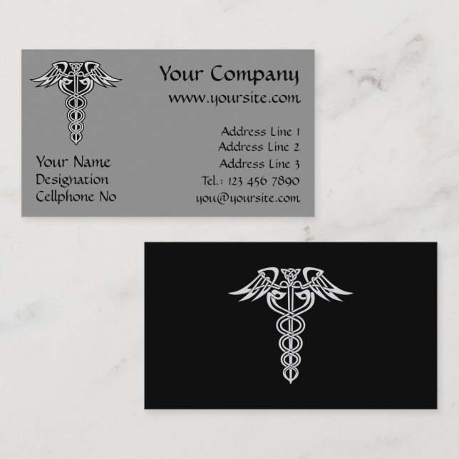 Celtic Knot Caduceus Visitkort (Fram/baksida)