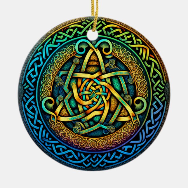 Celtic Knot Colorful Knotwork Julgransprydnad Keramik (Framsidan)