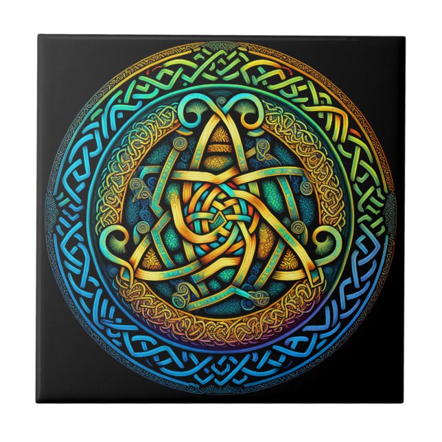 Celtic Knot Colorful Knotwork Kakelplatta (Framsidan)