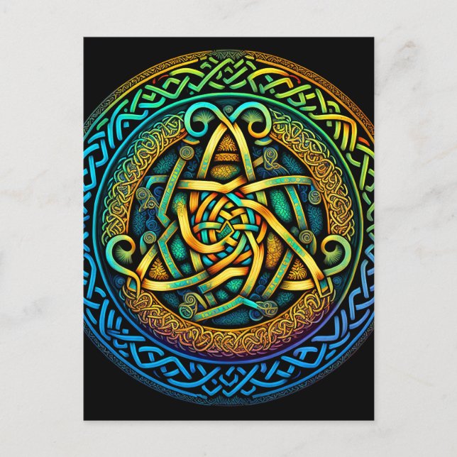 Celtic Knot Colorful Knotwork Vykort (Framsida)