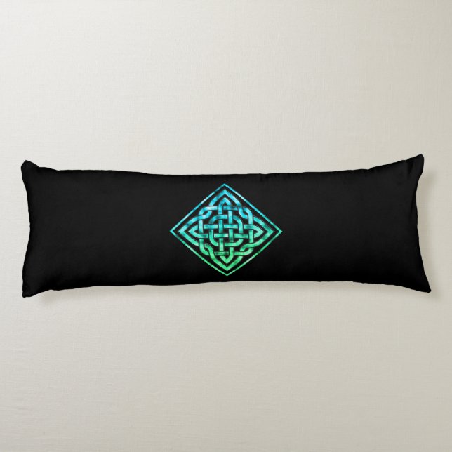 Celtic Knot - Diamond Blue Grönt Body Pillow Kroppskudde (Baksidan)