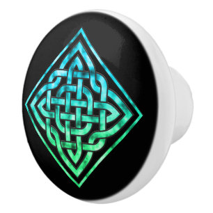 Celtic Knot - Diamond Blue Grönt Door Knob Knopp