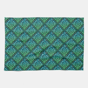 Celtic Knot - Diamond Blue Grönt Kökshandduk