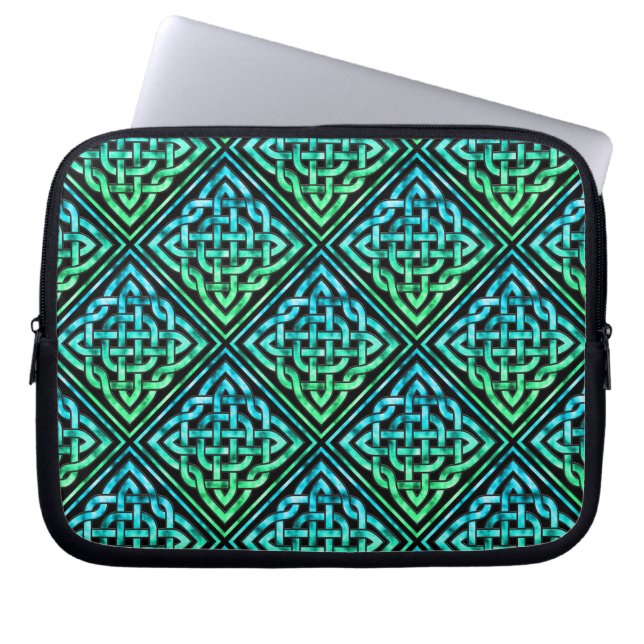 Celtic Knot - Diamond Blue Grönt Laptop Fodral (Framsidan)