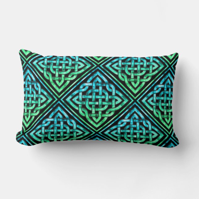 Celtic Knot - Diamond Blue Grönt Lumbarkudde (Framsida)