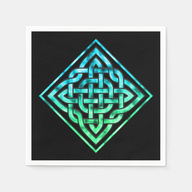 Celtic Knot - Diamond Blue Grönt Pappersservett (Framsidan)