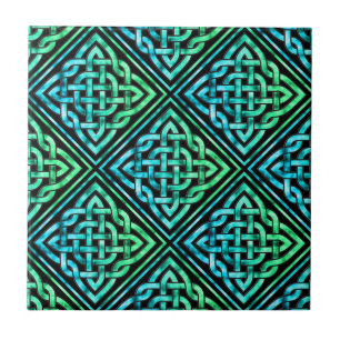 Celtic Knot - Diamond Blue Grönt Tile Ceramic Tile Kakelplatta