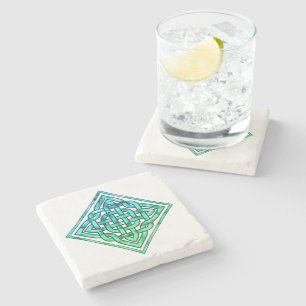 Celtic Knot - Diamond Blue Grönt Underlägg Sten