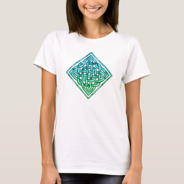 Celtic Knot - Diamond Blue Grönt Vit skjorta T Shirt (Framsida)