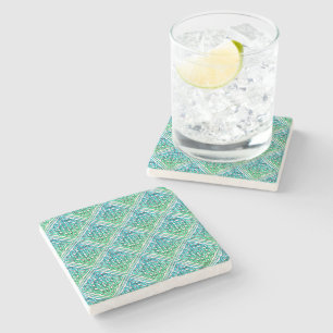 Celtic Knot - Diamond Tile Blue Grönt Underlägg Sten