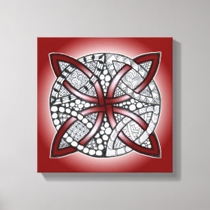 Celtic Knot Doodle Maroon Red Canvastryck