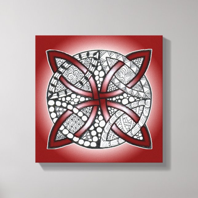 Celtic Knot Doodle Maroon Red Canvastryck (Framsida)