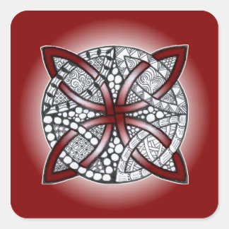 Celtic Knot Doodle Maroon Red Fyrkantigt Klistermärke