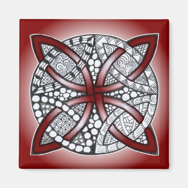 Celtic Knot Doodle Maroon Red Magnet (Framsidan)