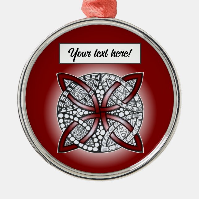 Celtic Knot Doodle Maroon Red Metall Ornament (Framsidan)