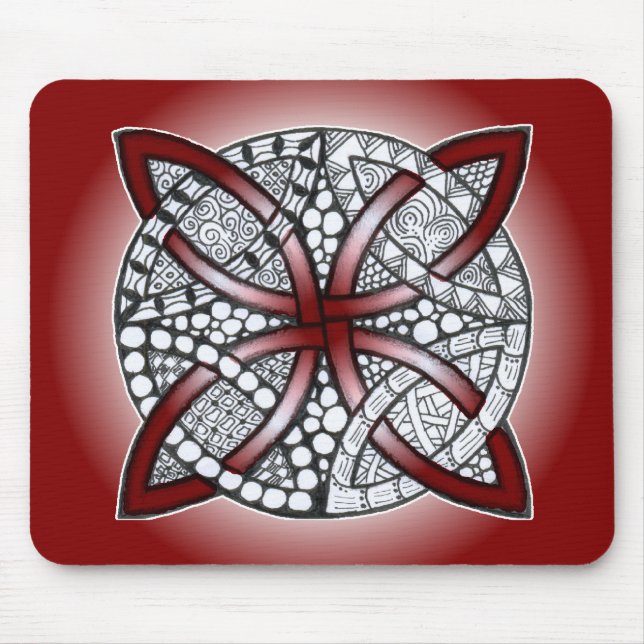 Celtic Knot Doodle Maroon Red Musmatta (Framsidan)