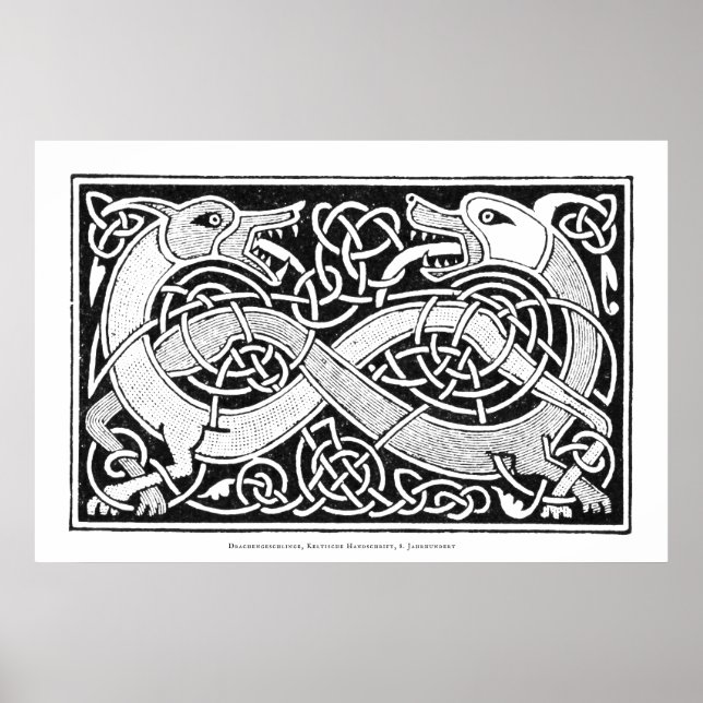Celtic Knot Dragon Art Poster (Framsidan)