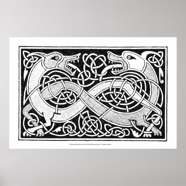 Celtic Knot Dragon Art Poster (Framsidan)