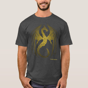 Celtic Knot Dragon Guld T Shirt