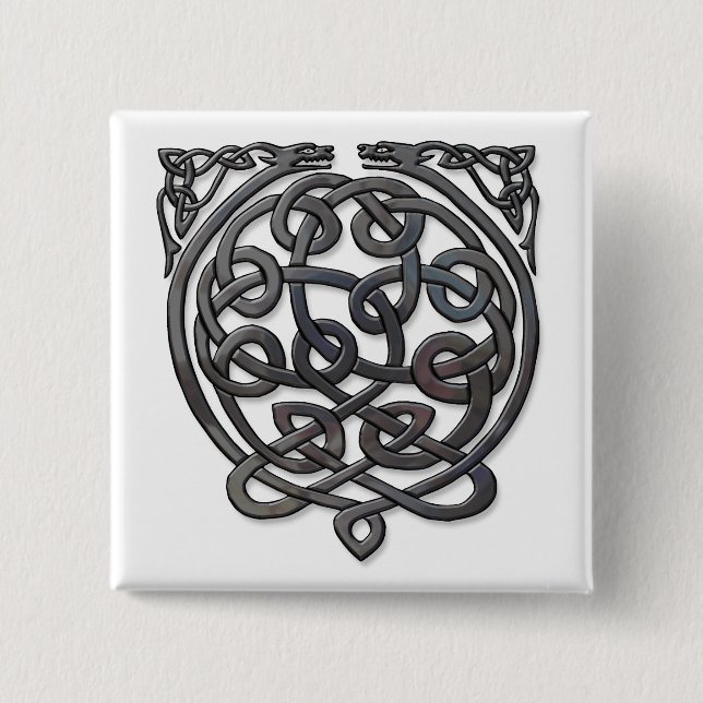 Celtic Knot Dragons - Black Chrome Knapp (Framsida)