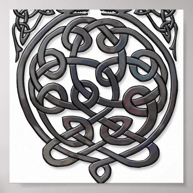Celtic Knot Dragons - Black Chrome Poster (Framsidan)