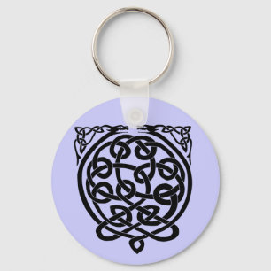 Celtic Knot Dragons - Black & White Nyckelring