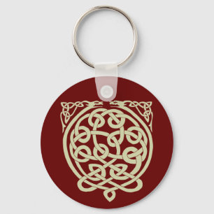 Celtic Knot Dragons - Black & White Nyckelring