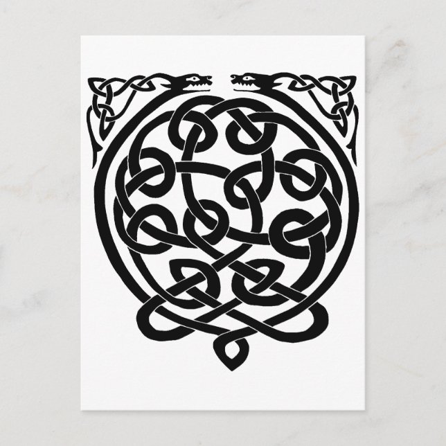 Celtic Knot Dragons - Black & White Vykort (Framsida)