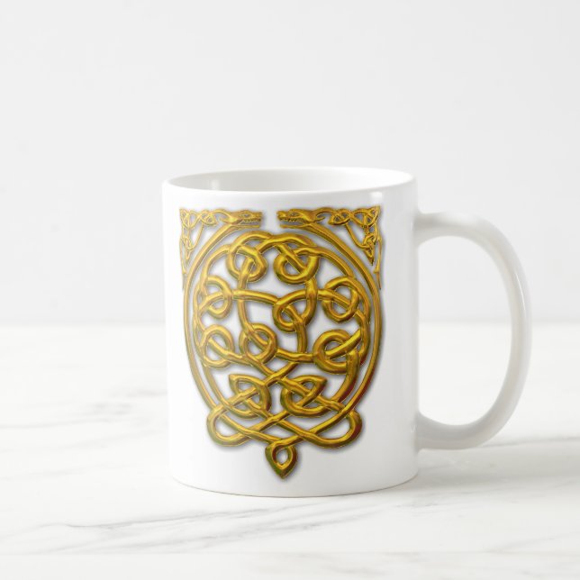 Celtic Knot Dragons - Guld Kaffemugg (Höger)