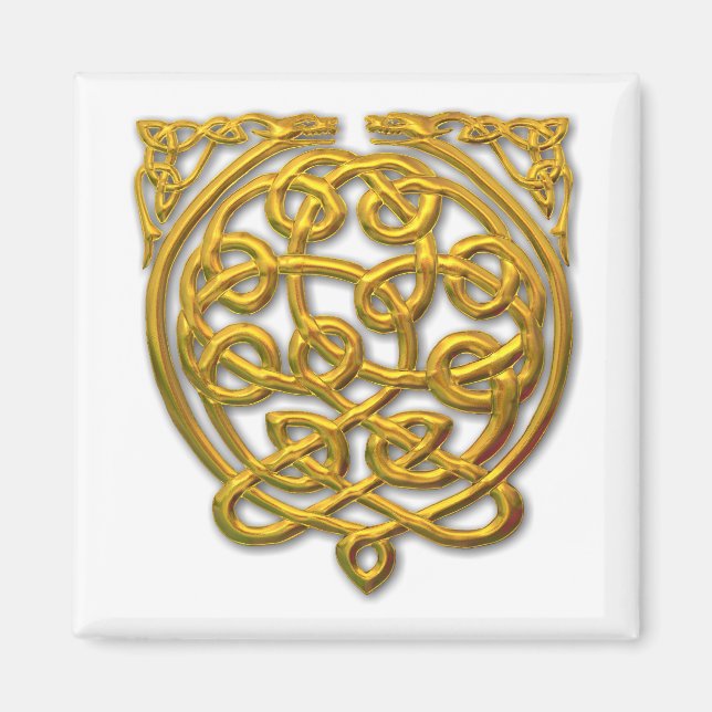 Celtic Knot Dragons - Guld Magnet (Framsidan)