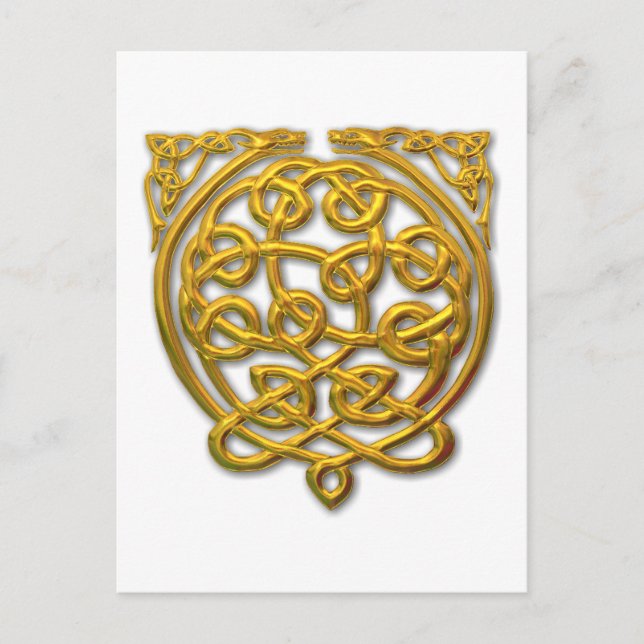 Celtic Knot Dragons - Guld Vykort (Framsida)
