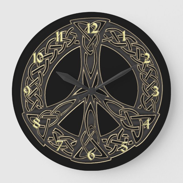 Celtic Knot Fredstecken Clock Stor Klocka (Framsida)