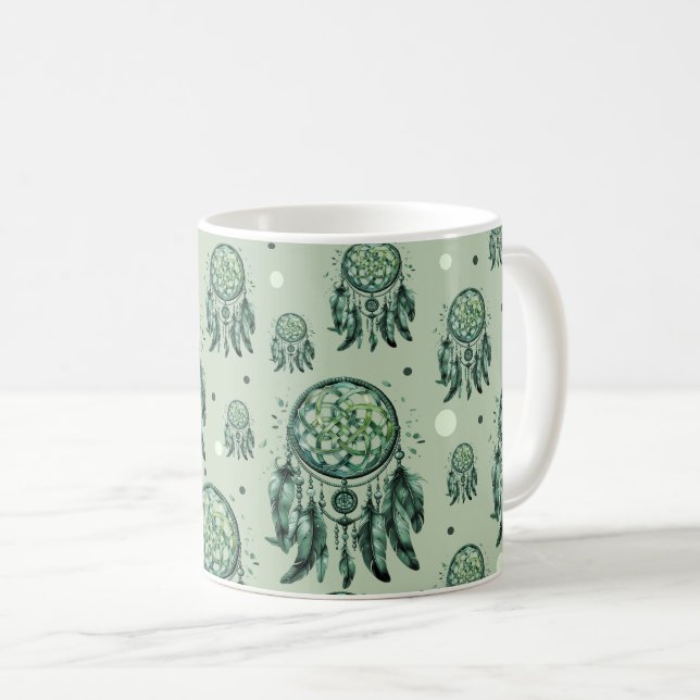 Celtic knot green dreamcatcher kaffemugg (Framsida höger)