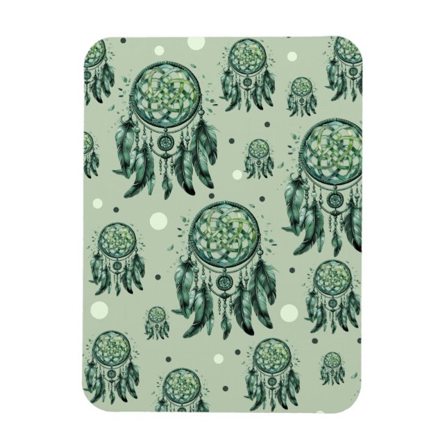 Celtic knot green dreamcatcher magnet (Vertikal)