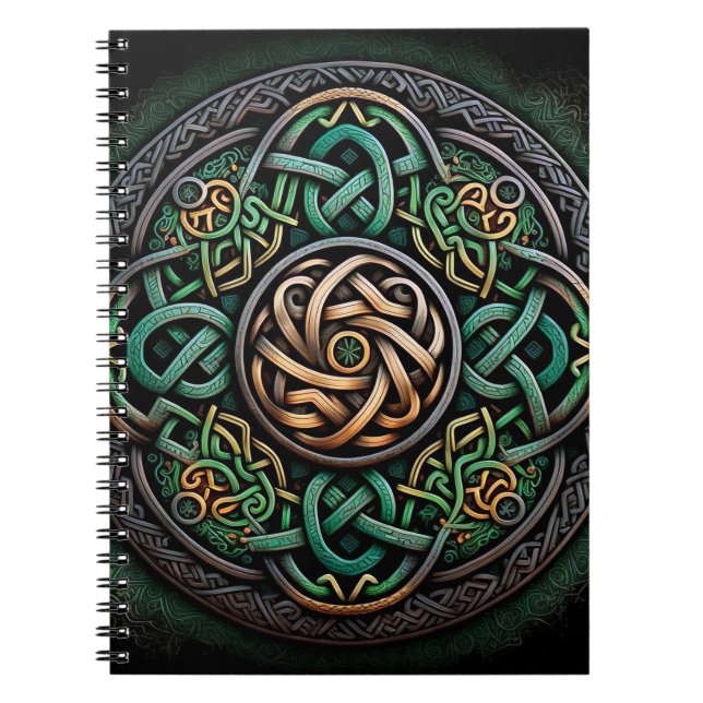 Celtic Knot Grönt Guld Knotwork Anteckningsbok (Framsidan)