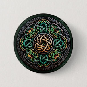 Celtic Knot Grönt Guld Knotwork Knapp