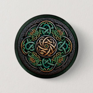 Celtic Knot Grönt Guld Knotwork Knapp