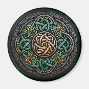 Celtic Knot Grönt Guld Knotwork Magnet