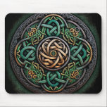 Celtic Knot Grönt Guld Knotwork Musmatta<br><div class="desc">Celtic Knot Grönt Guld Knotwork</div>