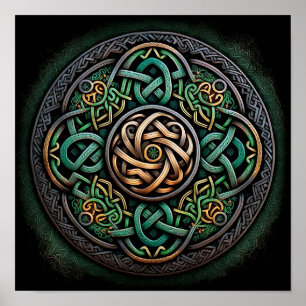 Celtic Knot Grönt Guld Knotwork Poster