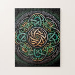 Celtic Knot Grönt Guld Knotwork Pussel<br><div class="desc">Celtic Knot Grönt Guld Knotwork</div>